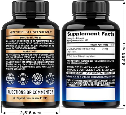 DHEA 25mg - Micronized DHEA Supplement for Women & Men - Clinically Proven Strength & Bioavailable - Healthy Aging, Hormone Balance & Energy Level Support - Vegan & NON-GMO - Made in USA, 120 Capsules