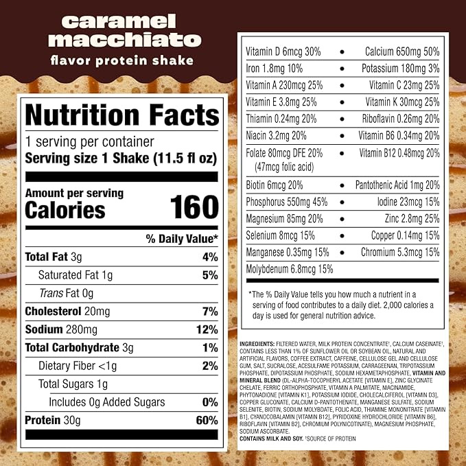 Premier Protein COFFEEHOUSE Caramel Macchiato Protein Shake with Caffeine for Energy – 30g Protein, No Added Sugar, 24 Vitamins & Minerals, 11.5 fl oz, 12 Pack