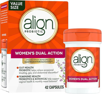 Align Probiotic, Womens Dual Action, Vaginal Probiotics for Women, Womens Probiotic for Vaginal Health Support, with Probiotics for Digestive Health, 42 Probiotic Capsules