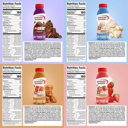 Premier Protein Shake, 8 Flavor Variety Pack, 30g Protein, No Added Sugar, 24 Vitamins & Minerals to Support Immune Health, 11.5 fl oz, 8 Pack