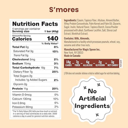 Magic Spoon Treats - 16 High Protein Bars, Smores - High Protein Gluten Free Snack - Sugar Free & Gluten Free Protein Cereal Bar - Low Carb & Keto Friendly - Healthy Snacks for Adults