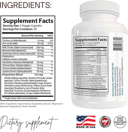Liver Support Supplement | with Milk Thistle, Dandelion, Beetroot, Zinc & Herbal Blend | 60 Veg Capsules