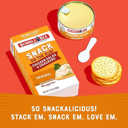 Bumble Bee Snack On The Run! Protein Snack Pack - Original Chicken Salad with Crackers - 10g Protein per Box - Ready to Eat Easy-Open Canned Chicken Salad (Pack of 12)
