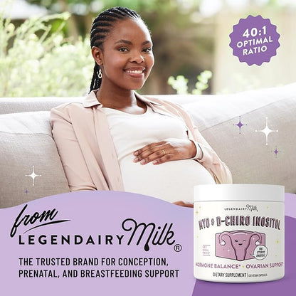 Legendairy Milk Pure Myo-Inositol & D-Chiro Inositol, PCOS Supplements Inositol Supplement for Women, Hormone Balance 40:1 Ratio Ovarian Support, Fertility Supplement | 2000mg, 120 Vegan Capsules
