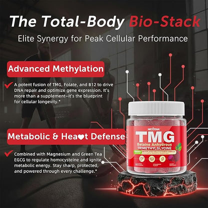 2Pack TMG Gummies 1000mg Betaine Anhydrous + Methylated Multivitamin & B Complex Methylated(Methylfolate B12 B6), Magnesium, Taurine - Essential Trimethylglycine for Homocysteine Levels, Brain, Energy