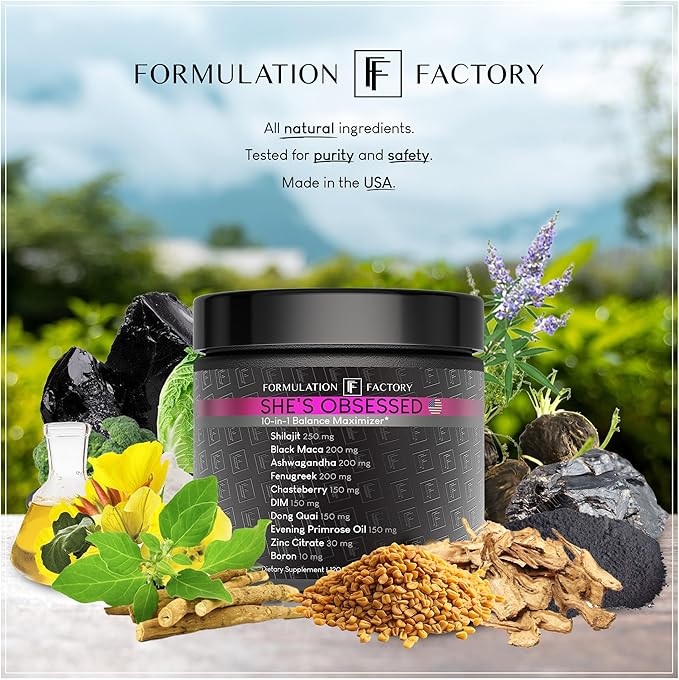 Formulation Factory She's Obsessed: 10-in-1 Hormone Balance Maximizer with Shilajit, Maca, Ashwagandha, DIM, Dong Quai, Zinc & More for Vitality & Balance 360 Count (Pack of 3)