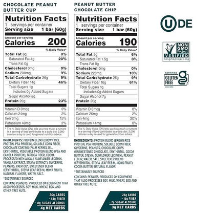 No Cow Vegan Protein Bars, Upgraded Brand Sampler Pack | 20g Plant Based Protein, Gluten Free, Dairy Free, Soy Free, Keto Friendly, Low Sugar, High Fiber Snack Bars | Pack of 12