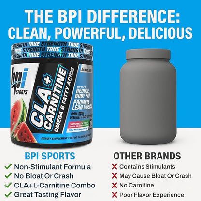 BPI Sports CLA+Carnitine – CLA L Carnitine & Linoleic Acid – L Carnitine Supplement for Weight Loss, Metabolism & Lean Muscle – Caffeine Free – Watermelon Freeze – 50 Servings – 12.34 oz