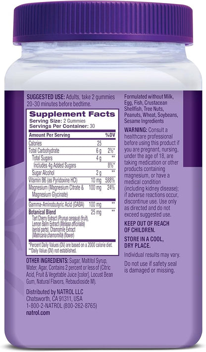 Natrol Sleep & Restore Magnesium Glycinate Blend Gummies,Magnesium for Sleep Aids for Adults,Melatonin-Free,Cherry Flavored,30 Day Supply,(Pack of 2)