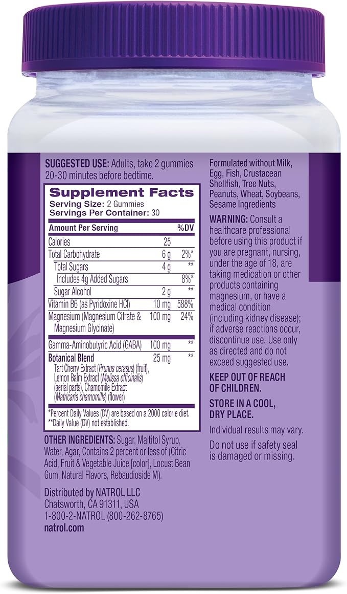 Natrol Sleep & Restore Magnesium Glycinate Blend Gummies, Magnesium for Sleep Aids for Adults, Melatonin-Free, Cherry Flavored, 30 Day Supply