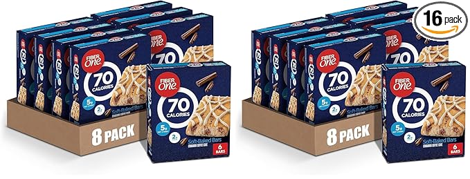 Fiber One 70 Calorie Soft-Baked Bars, Cinnamon Coffee Cake, 6 ct (Pack of 16)