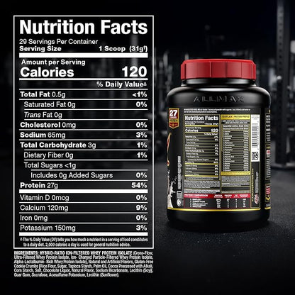 ALLMAX ISOFLEX Pure Whey Isolate Protein Powder - Gluten Free, Low Lactose, Sugar-Free - High-Protein, Clean, Keto-Friendly for Pre Post Workout Supplement for Women and Men | Cookies & Cream, 2lb