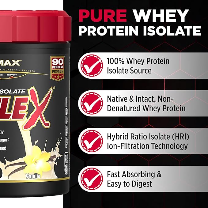 ALLMAX ISOFLEX Pure Whey Isolate Protein Powder - Gluten Free, Low Lactose, Sugar-Free - High-Protein, Clean, Keto-Friendly for Pre Post Workout Supplement for Women and Men | Vanilla, 1lb