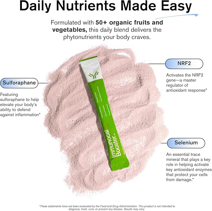 Immunocal Booster – Supplement with Over 50 Fruits & Veggies, Relieves Inflammation, Immune Support, Antioxidant, Selenium + Sulforaphane (Nrf2 Activator™) | Gluten Free, Sugar Free | 30 Servings