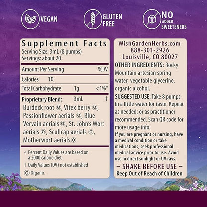 WishGarden Herbs PMS Emotional for Women - Herbal PMS Support Supplement for Women with Vitex Berry & Blue Vervain, PMS Mood Swing Relief & PMDD Relief Supplement, Emotional Support During PMS, 2oz