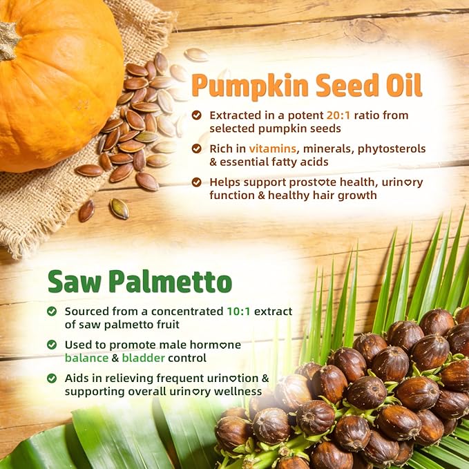 MEENCCD Pumpkin Seed Oil Gummies with Saw Palmetto, Pumpkin Seed Oil for Hair and Skin Health, Pumpkin Seed Extract for Women Men, Sugar-Free, Raspberry Flavor, 60 Count