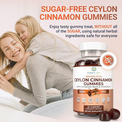 Sugar-Free Ceylon Cinnamon Gummies (2,000mg/Serving) – Vegan, Gluten-Free Herbal Supplement – Replace Cinnamon Capsules, Pills & Powders – 60 Chews