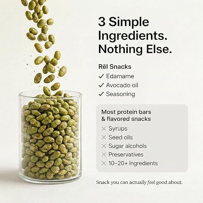 Rel Snacks Sea Salt Roasted Edamame Beans – High Protein, Low Carb Snack (11g Protein) – Keto, Vegan, Non-GMO – Made with Avocado Oil – 10 Pack, 0.9 oz