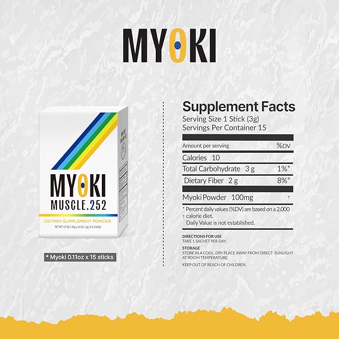MYOKI Muscle Support Powder (15 Count) Support Strong & Healthy Muscle Maintenance Science Backed Supplement for Lean Muscle Strength & Mobility Novel Formula for Muscle Health & Loss Support