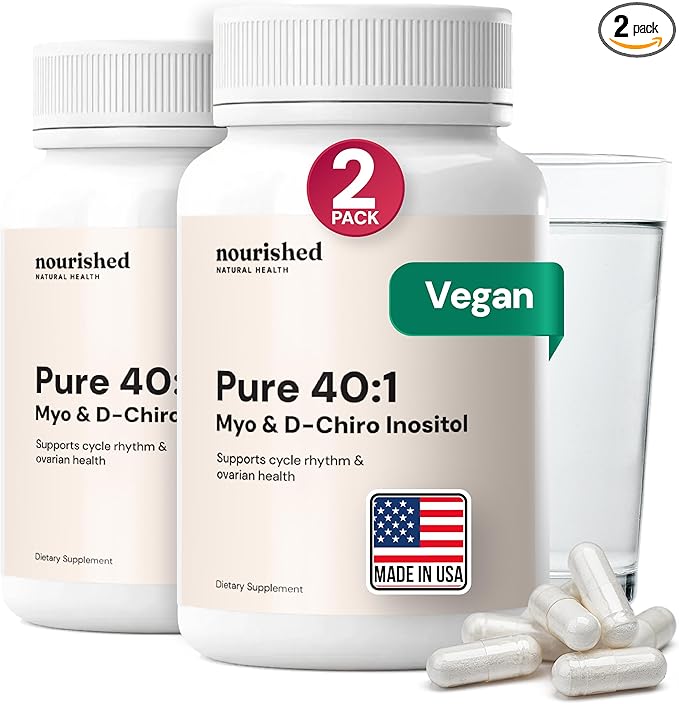 Nourished 40:1 Myo-inositol & D-Chiro Inositol - Supplement for Women with Fertility, Skin Health, or Menstrual Cycle Symptoms - Hormone Balance for Women - 240 Capsules