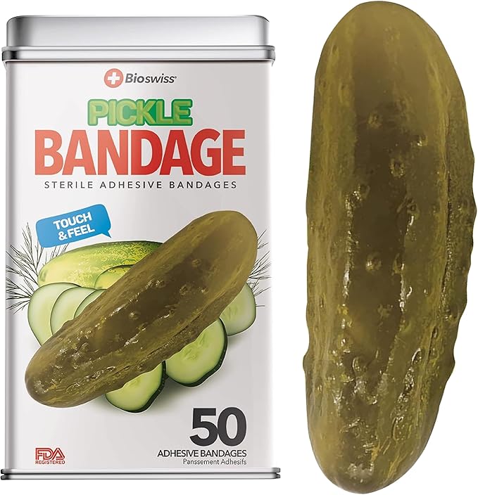 BioSwiss Bandages, Pickle Shaped Self Adhesive Bandage Set, Latex Free, Sterile Wound Care, 50 Count
