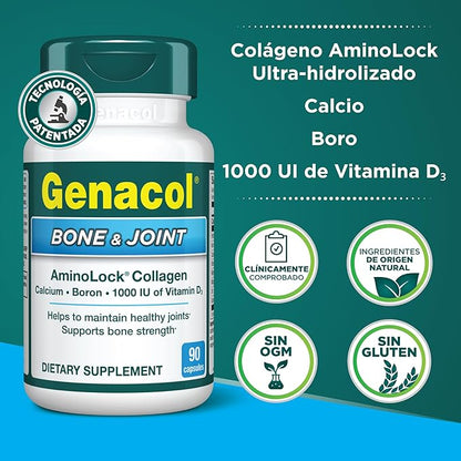 Genacol Bone & Joint – Calcium, Vitamin D3, Boron & Ultra-Hydrolyzed Collagen, Health Supplement, Supports Bone Strength, 90 Capsules (30-Day Supply)