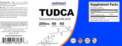 Nutricost Tudca 250mg, 60 Capsules (Tauroursodeoxycholic Acid) - Premium Quality