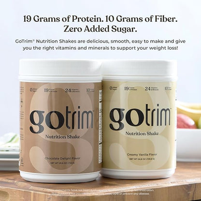 GoTrim Nutrition Shakes - Creamy Vanilla, High Protein, Meal Replacement Shake with 19g Protein & 10g Fiber, Ready to Drink, Gluten-Free, No Added Sugar, 14 Servings