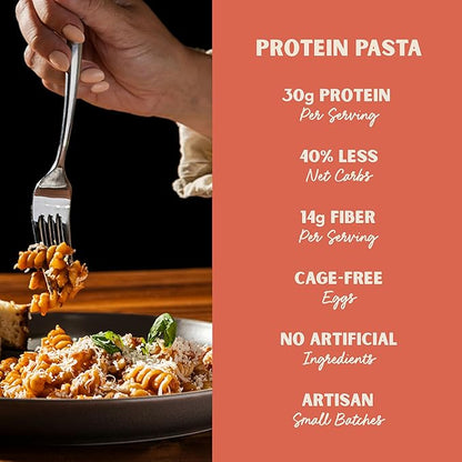 Al Dente Protein Pasta Rigatoni – 30g High Protein, Lower Carb, High Fiber. Artisanal Flavor: Cage-Free Eggs & Semolina. Keto and Point-Based Diet-Friendly. 10oz Bags (Pack of 8)