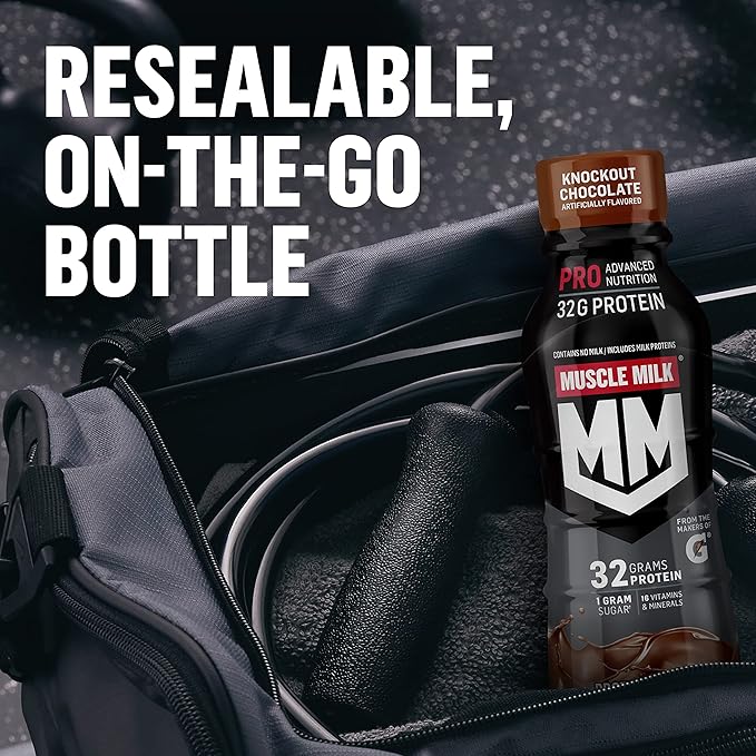 Muscle Milk Pro Series Protein Shake, Knockout Chocolate, 32g Protein, 11.16 Fl Oz (Pack of 12)