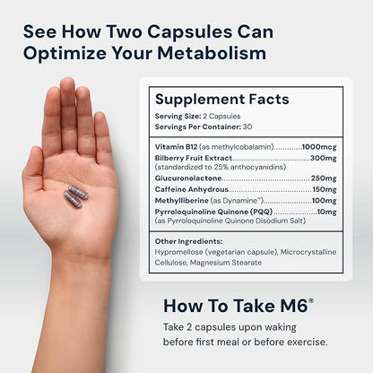 High Performance Nutrition Metabolism Booster, HPN M(6) Fat Burner, Natural Weight Loss Supplement, Support Lean Muscle, Increase Energy, Vegan Friendly, Clinically Tested, 60 Capsules