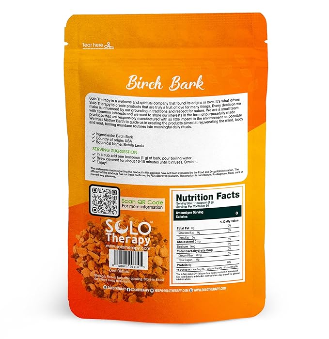 Birch Bark Dried Cut Herbal Tea - Resealable Bag - 56 grams - Premium Quality (Birch Bark)