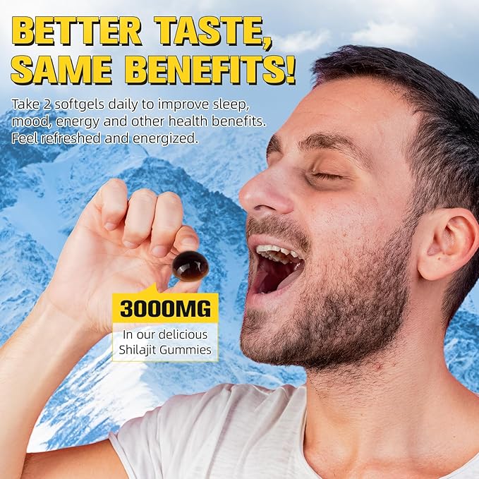 Shilajit Gummies for Men & Women, Pure Himalayan Shilajit Gold Gummies Rich in Ashwagandha, Gokshura with 85+ Trace Minerals, Authentic Flavor, 100% Natural - 60 Gummies