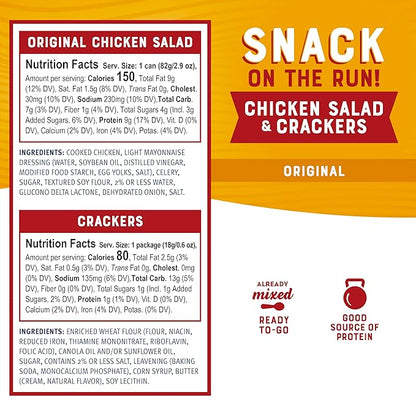 Bumble Bee Snack on the Run Classic Favorites Duo (2 Total Kits) - Original Tuna Salad and Classic Chicken Salad with Crackers - Ready to Eat Protein Snacks