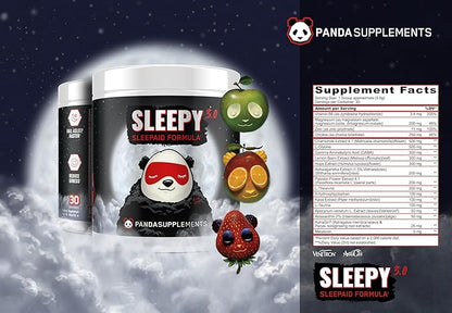 Underground Bio Labs Panda Supps – Sleepy 3.0 Natural Sleep Aid Formula: 5mg Melatonin, 300mg GABA, Chamomile Extract (Citrus Mango) 30 Servings