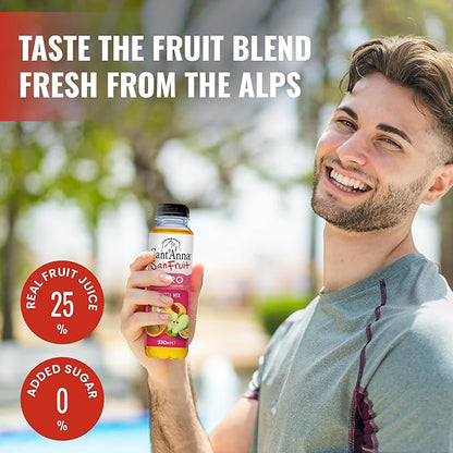 Sant’Anna SanFruit Mixed Fruit Drink 11.15 Fl Oz (12-Pack) | Italian Beverage with Real Juice (Apple, Peach, Orange, Passion Fruit, Banana) | Made with Natural Mineral Water from the Italian Alps | No Added Sugar, No Preservatives