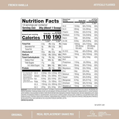 SlimFast Original Meal Replacement Powder, French Vanilla, Weight Loss Shake Mix, 10g of Protein, 14 Servings (Pack of 3) (Packaging May Vary)
