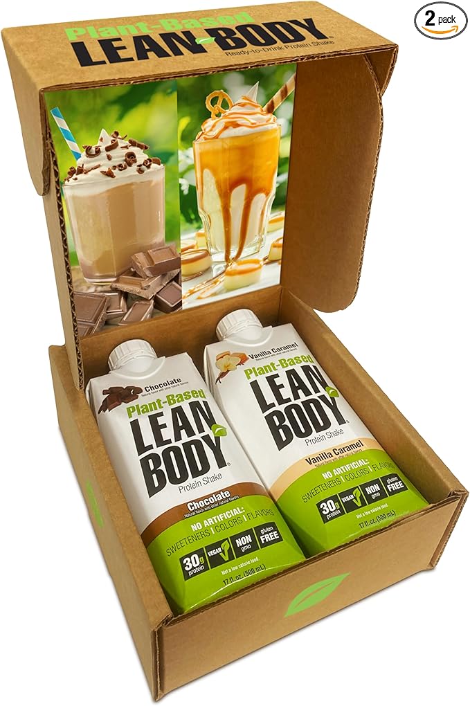 Lean Body Ready-to-Drink, Plant-Based Vegan Taster Pack, 30g Protein, No Artificial Flavors, Sweeteners or Colors, Non GMO, Gluten Free, Premium Pea & Rice Blend (Pack of 2)