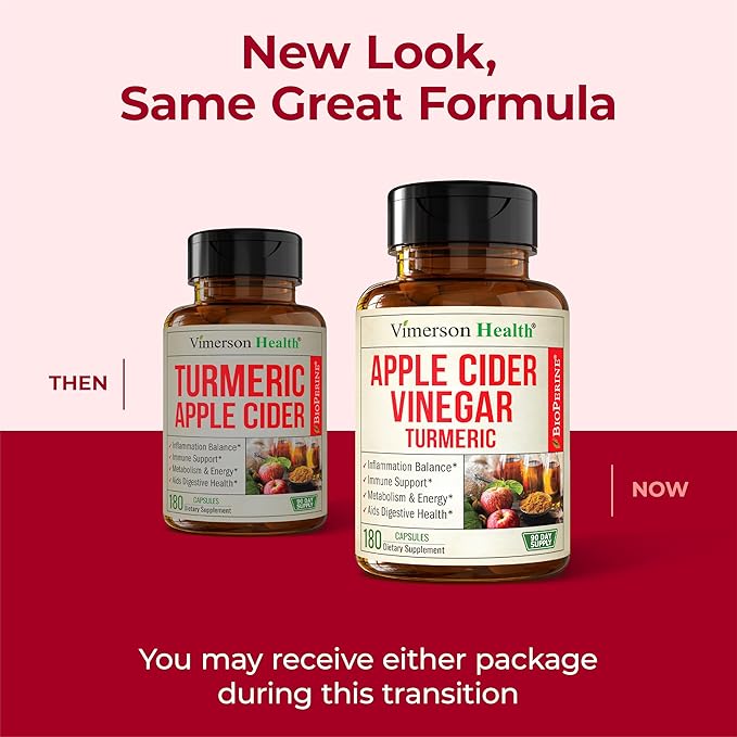 Organic Apple Cider Vinegar with Turmeric Curcumin Supplement & Ginger for Digestive Health, Metabolism, Energy & Joint Support – Organic Turmeric & Apple Cider Vinegar Capsules – 180 Vegan Capsules