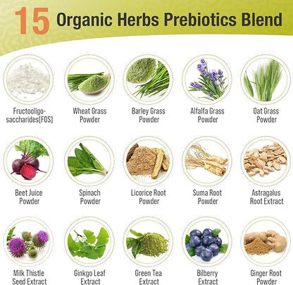 Probiotics for Women & Men - 300 Billion CFU, 24 Strains + 15 Organic Herbs Prebiotics Blend, Daily Probiotic for Digestive Health, Immune, Gut, Bloating - 240 Vegetarian Capsule (240-Days Supply)