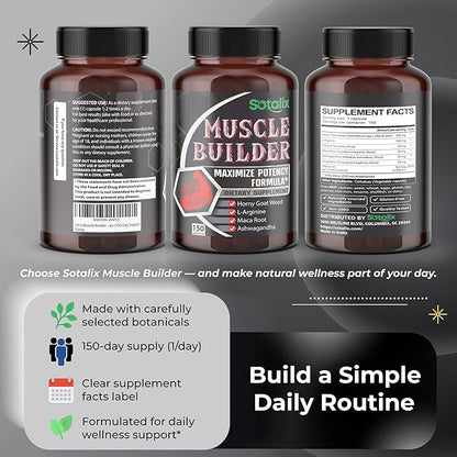 Ultra Muscle Builder Supplement with L-Arginine & Tribulus – Sports Training Support – 150 Capsules (150-Day Supply)