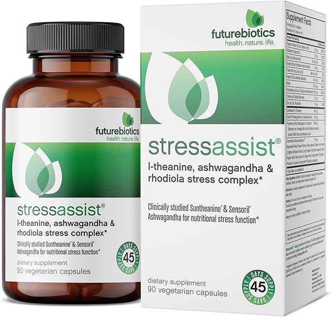 Futurebiotics Stressassist L-theanine Ashwagandha and Rhodiola Rosea Stress Complex - Natural Nutritional Stress Function, 90 Vegetarian Capsules