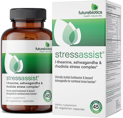 Futurebiotics Stressassist L-theanine Ashwagandha and Rhodiola Rosea Stress Complex - Natural Nutritional Stress Function, 90 Vegetarian Capsules