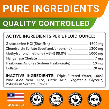 STRELLALAB Liquid Glucosamine for Dogs 32 OZ - Joint Support - All-Natural Hip & Joint Supplement, Glucosamine Chondroitin Liquid, MSM & Collagen for Dogs Mobility, Joint Pain Relief (Pack of 2 16oz)