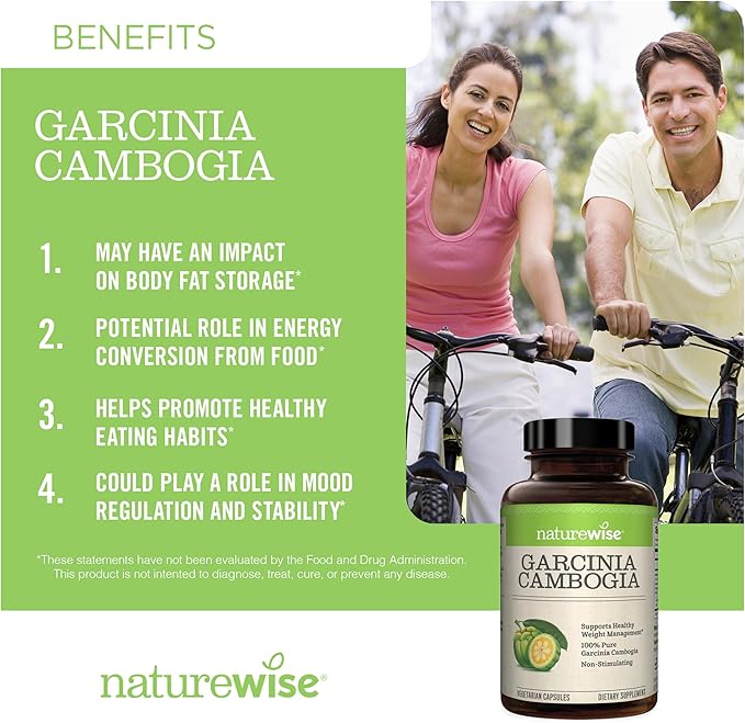 NatureWise Garcinia Cambogia - 60% HCA Concentration Extract,Natural Support for Weight Goals and Energy Levels - Vegan,Non-GMO,Gluten Free - 180 Capsules[2-6 Month Supply],(Pack of 2)