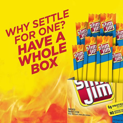Slim Jim Smoked Meat Sticks, Mild Flavor, 6g Protein Per Serving, Snack Size, Easter Basket Stuffer for Men, 0.28 oz. (14 Count)