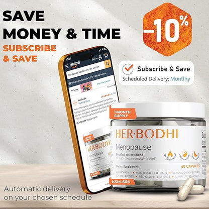 Her Bodhi Meno- Menopause Hormonal Balance for Women, Estrogen Soy Isoflavones Menopause Supplement for Women, Ashwagandha, Black Cohosh Hot Flashes Menopause Relief, Night Sweats Relief 120Caps