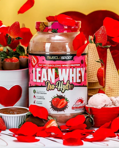 MuscleSport Lean Whey Revolution™ Protein Powder - Whey Protein Isolate - Low Calorie, Low Carb, Low Fat, Incredible Flavors - 25g protein per scoop (2LB, Strawberry)
