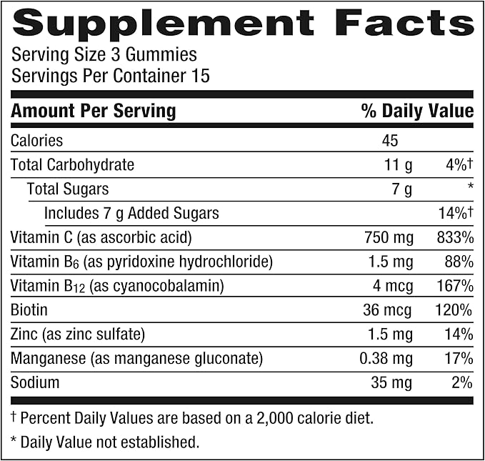 Emergen-C 750mg Vitamin C Gummies for Adults, Immunity Gummies with B Vitamins, Gluten Free, Orange, Tangerine and Raspberry Flavors, Back to School Essentials - 45 Count