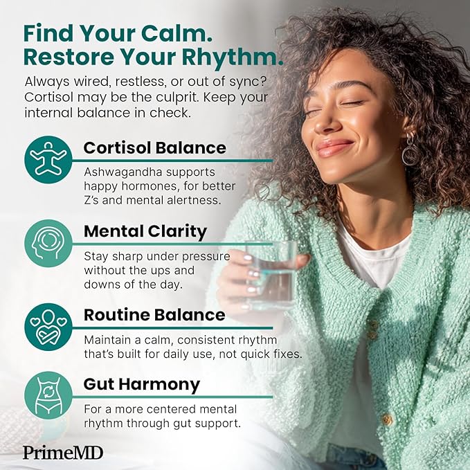 5-in-1 Cortisol Supplement for Women and Men with Ashwagandha for Calmness, Focus, and Adrenal Support Supplements with Shilajit Extract, Magnesium Glycinate, Probiotics (120 ct) (Pack of 2)